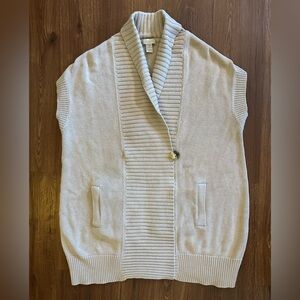 Chico's Beige Heavy Knit Sleeveless Cardigan Button Closure